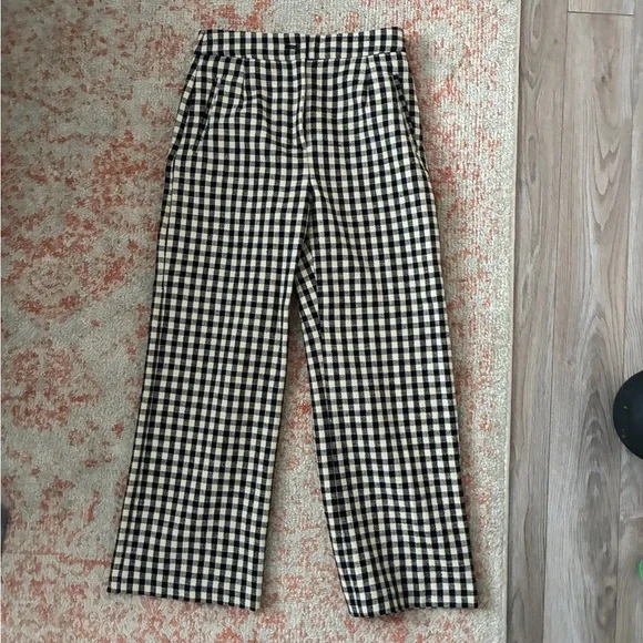 Sézane Martin Crop Checkered Black and Cream trousers. Size 36 (4) Pre 2025 NWT - Picture 2 of 6